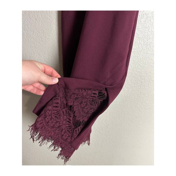 ASTR THE LABEL x REVOLVE Burgundy Peeking Lace Bodycon Midi Dress Size Medium - Picture 3 of 9